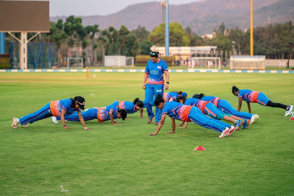 Mumbai Indians have been working hard in the practice sessions (Image: Twitter/WPL)
